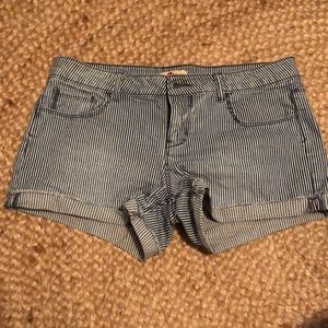 Blue and white striped shorts